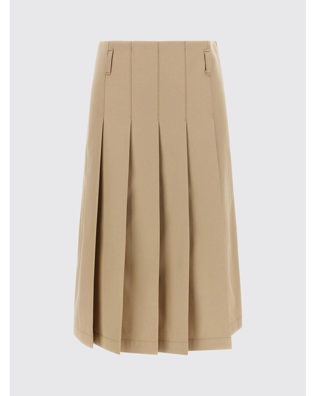 A.P.C. Natural Pleated Cotton Midi Skirt With Belt Loops