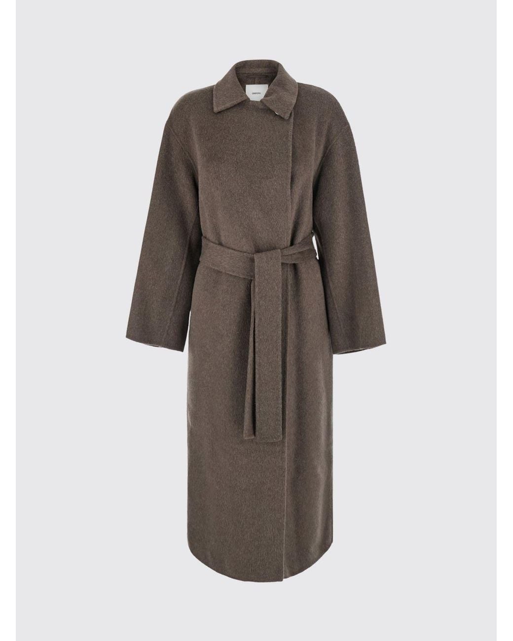 Grifoni Gray Double-Breasted Long Wool Blend Coat With Waist Belt