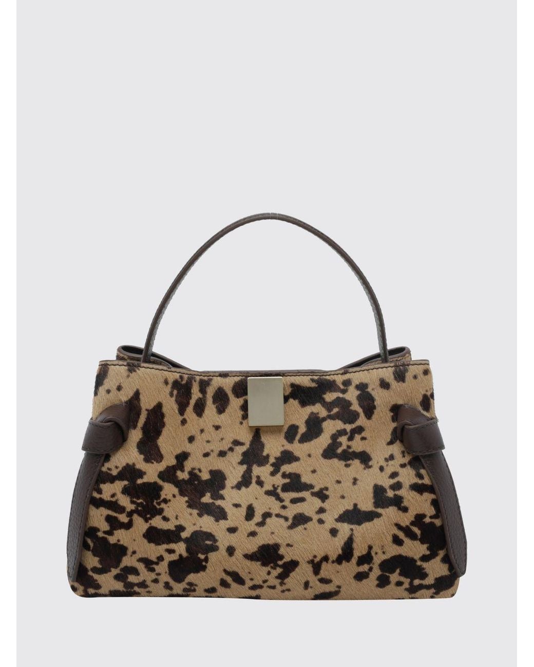 Yuzefi Metallic Gyoza Animal Print Pony Hair Mini Handbag With Shoulder Strap