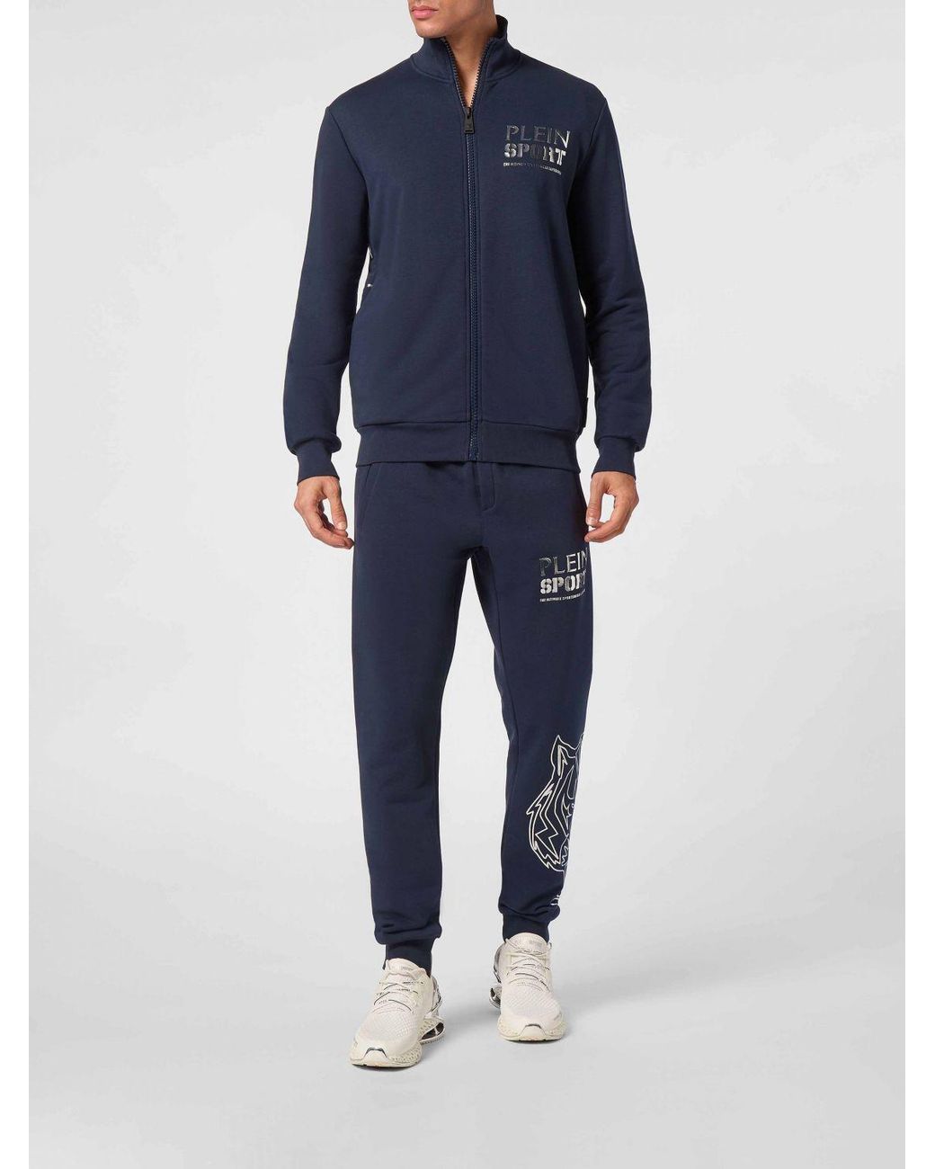 Philipp Plein Blue Tiger Zip-Up Sweatshirt for men