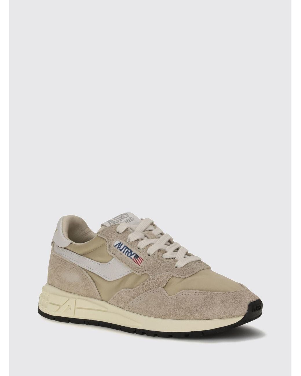 Autry White Reelwind Nylon And Suede Sneakers With Serrated Sole
