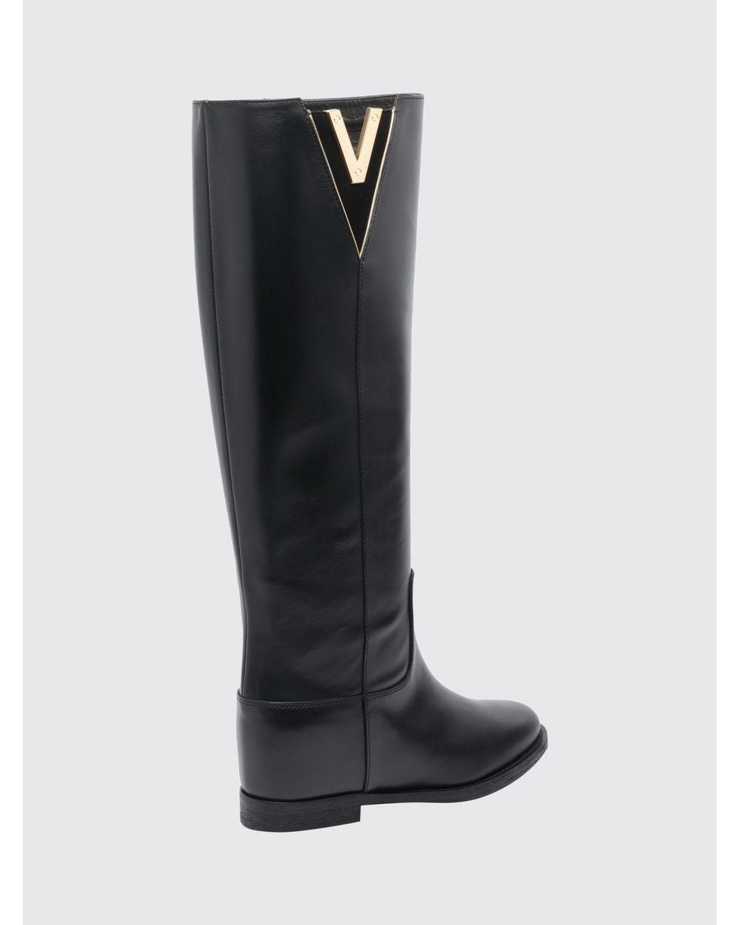 Via Roma 15 Black Knee-High Wedge Boots