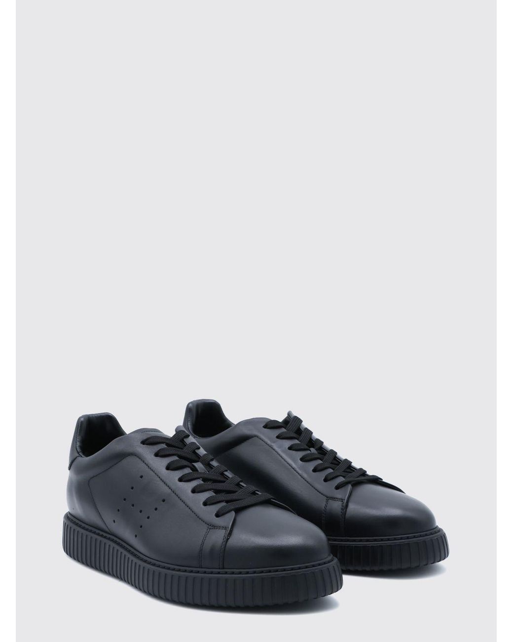 Hogan Blue H-Stripes Smooth Calfskin Leather Sneakers With Perforated H Logo for men