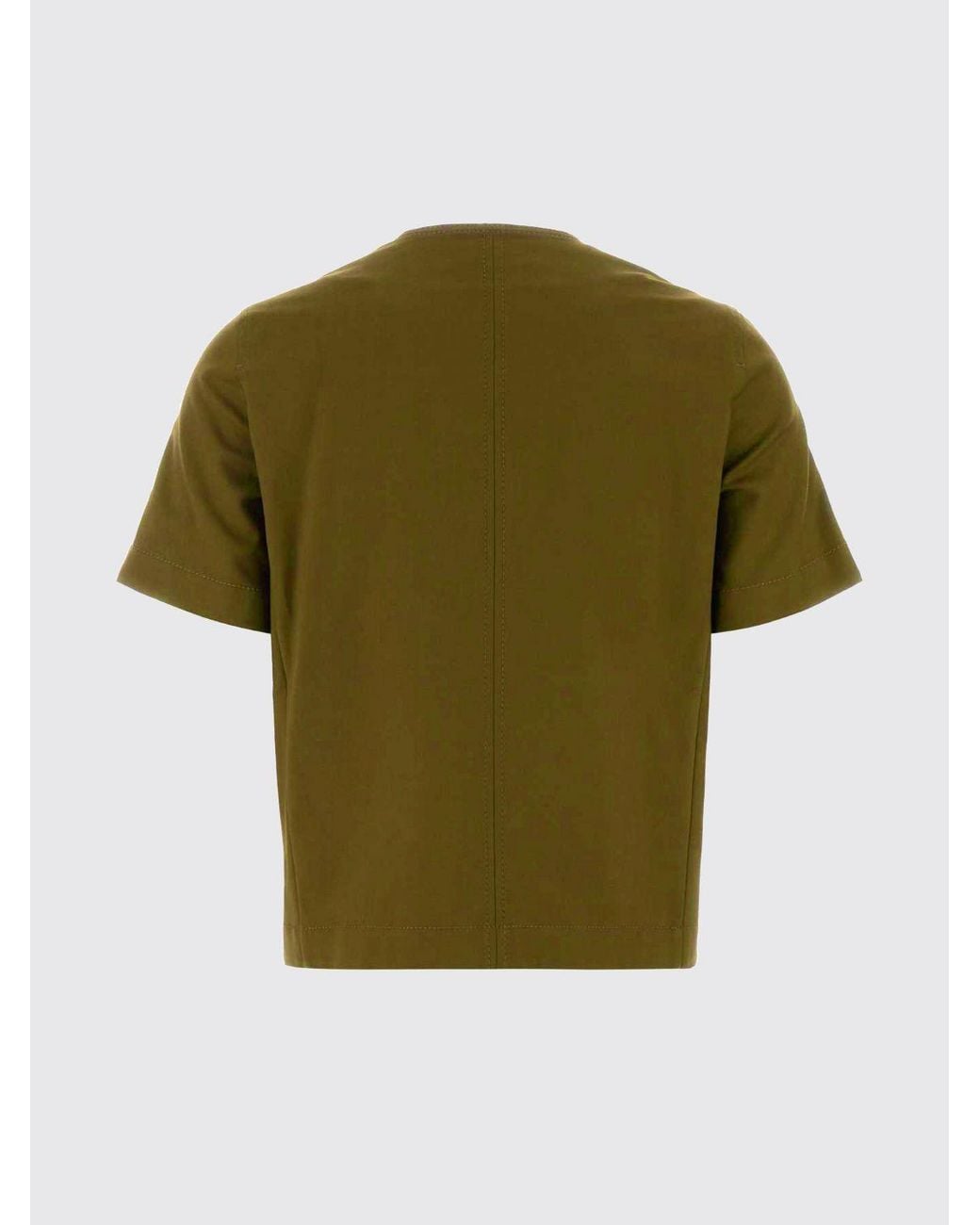 Max Mara Green Short-Sleeved Stretch Cotton Top With Pocket And Embroidered Logo