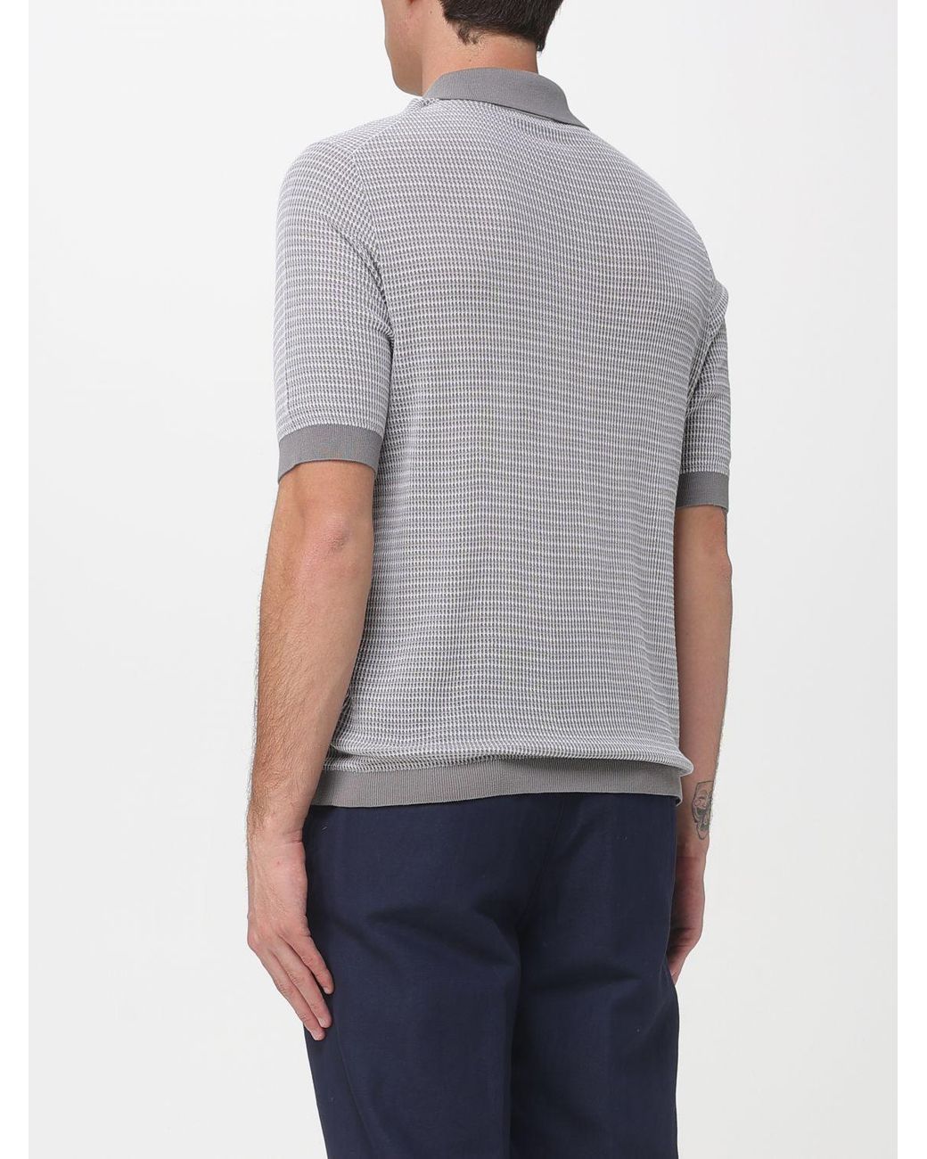 Ballantyne Gray Knitted Polo Shirt for men