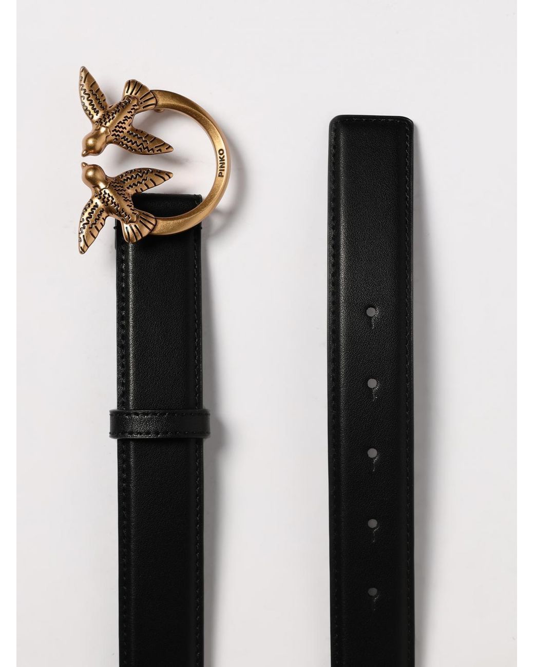 Pinko White Love Berry Leather Belt