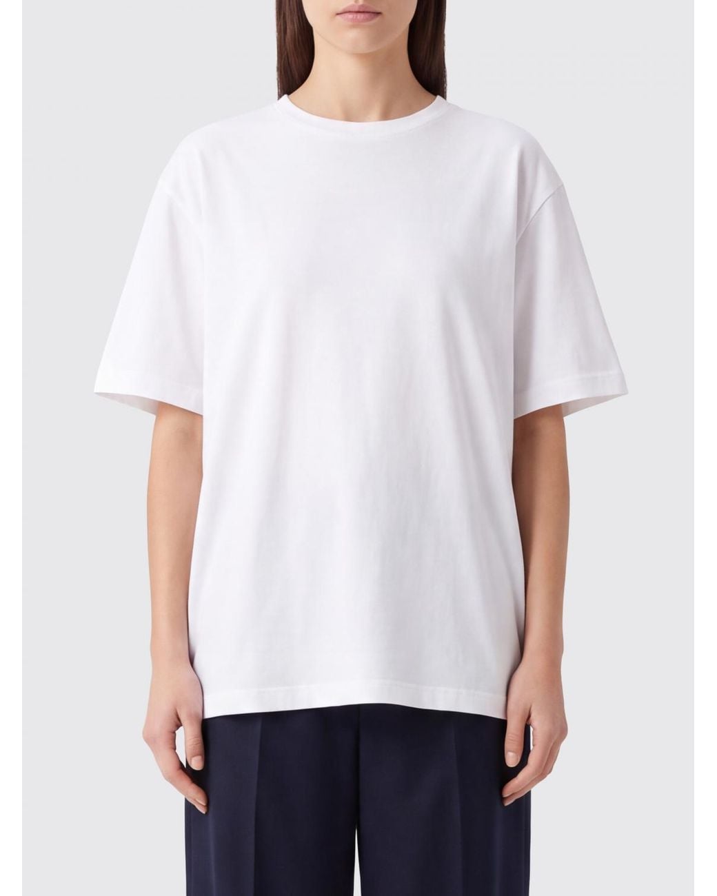 Khaite White Cotton Crew-Neck T-Shirt With Dropped Shoulders