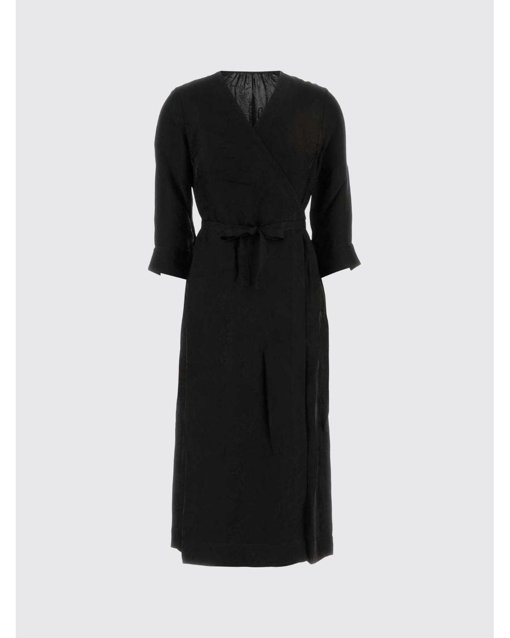Uma Wang Black Midi Wrap Dress