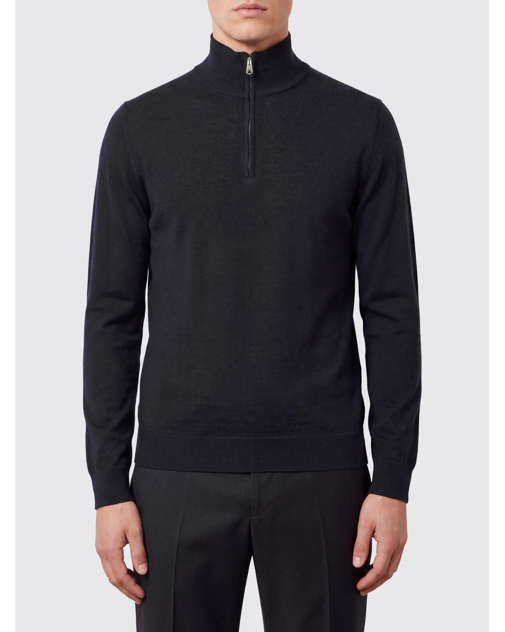Paul Smith Blue Pure Merino Wool Half-Zip Turtleneck Jumper for men