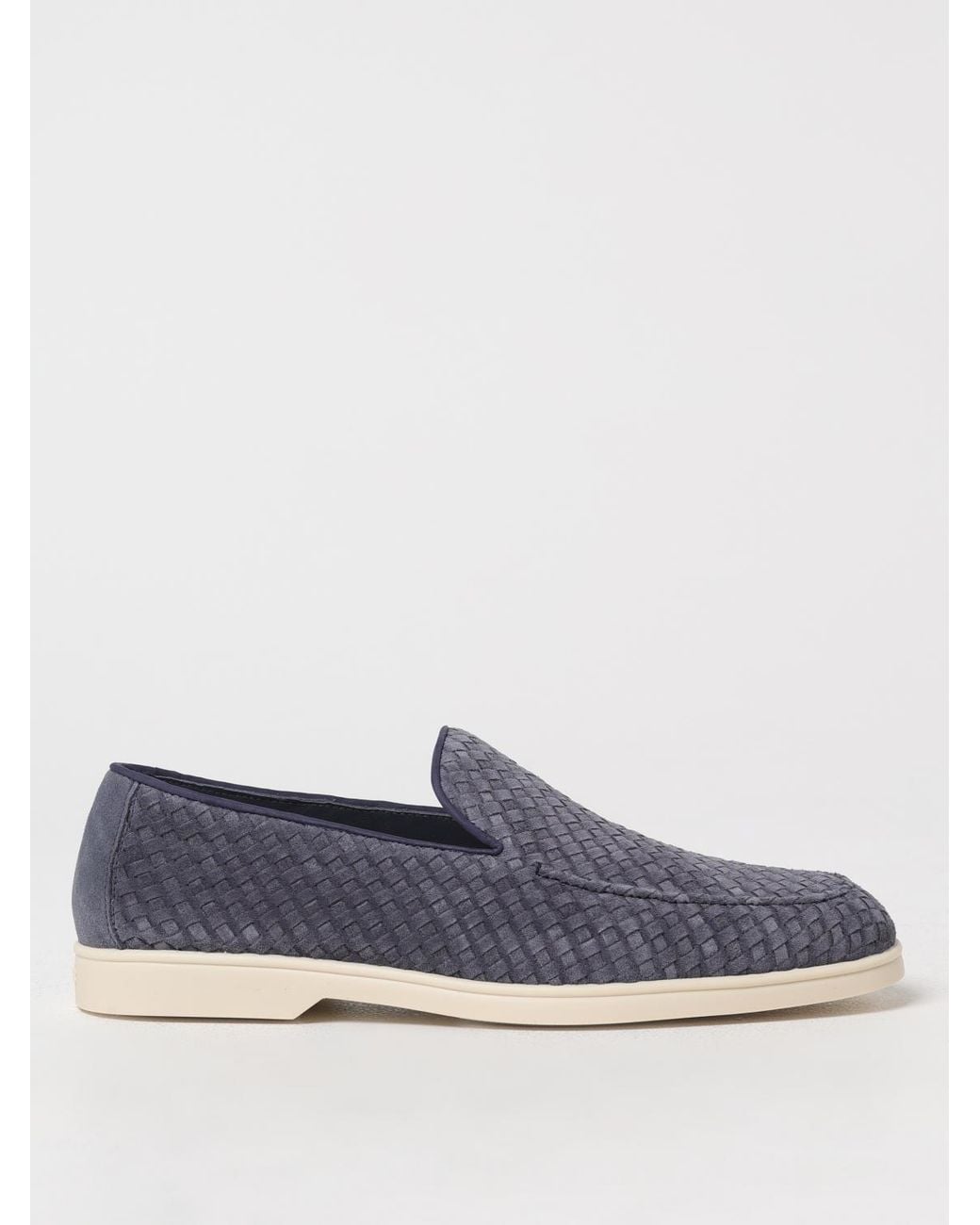 Doucal's Blue Woven Suede Loafers for men