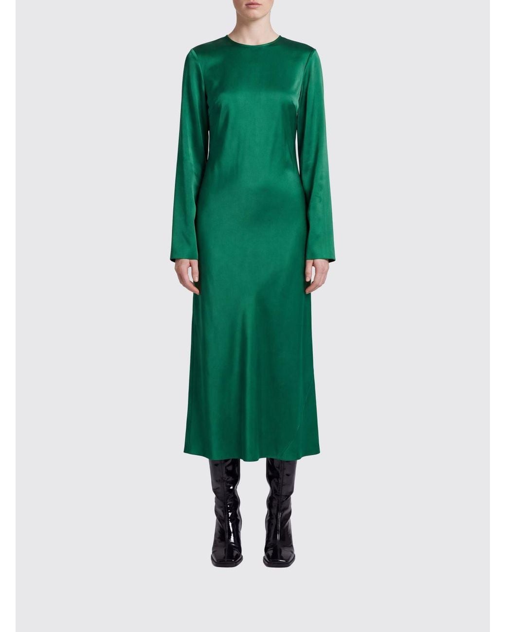 Rohe Green Long-Sleeved Midi Sheath Evening Dress