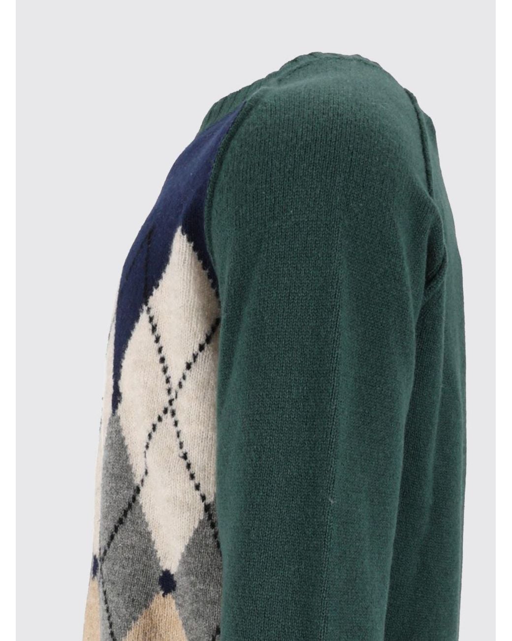 Ballantyne Blue Wool Blend Crewneck Jumper With Argyle Diamond Pattern for men
