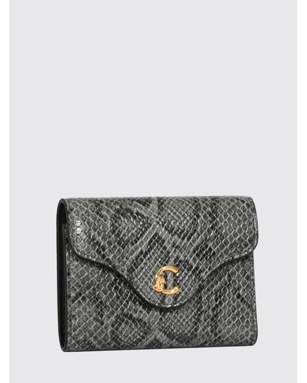 Coccinelle Gray Zip-Around Leather Wallet With An All-Over Python Print