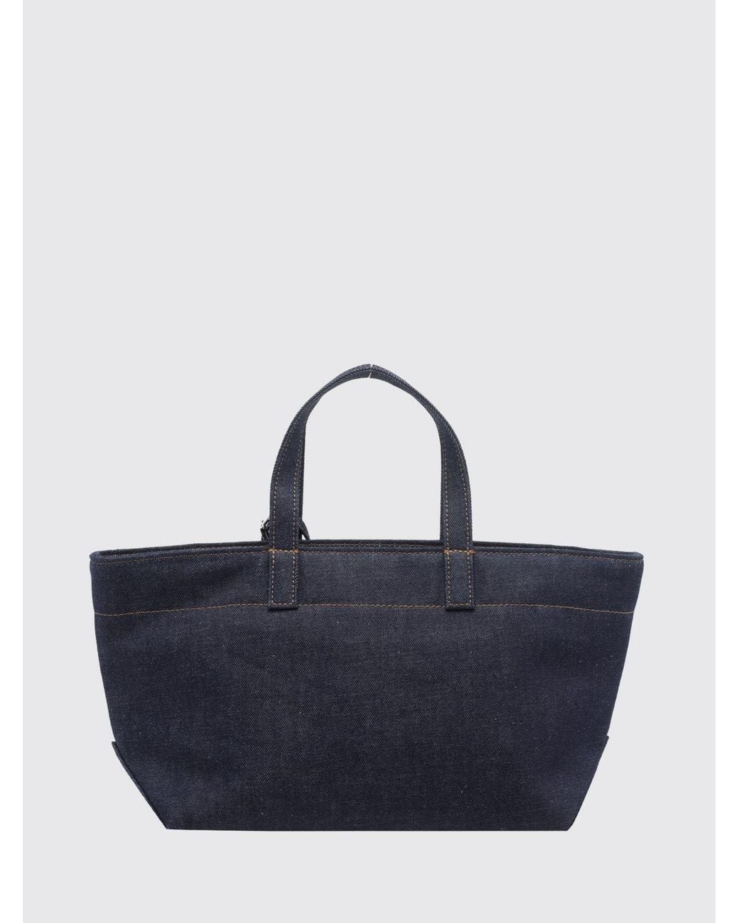 A.P.C. Blue Le Drummer Cotton Denim Handbag With Embroidered Logo And Double Handle