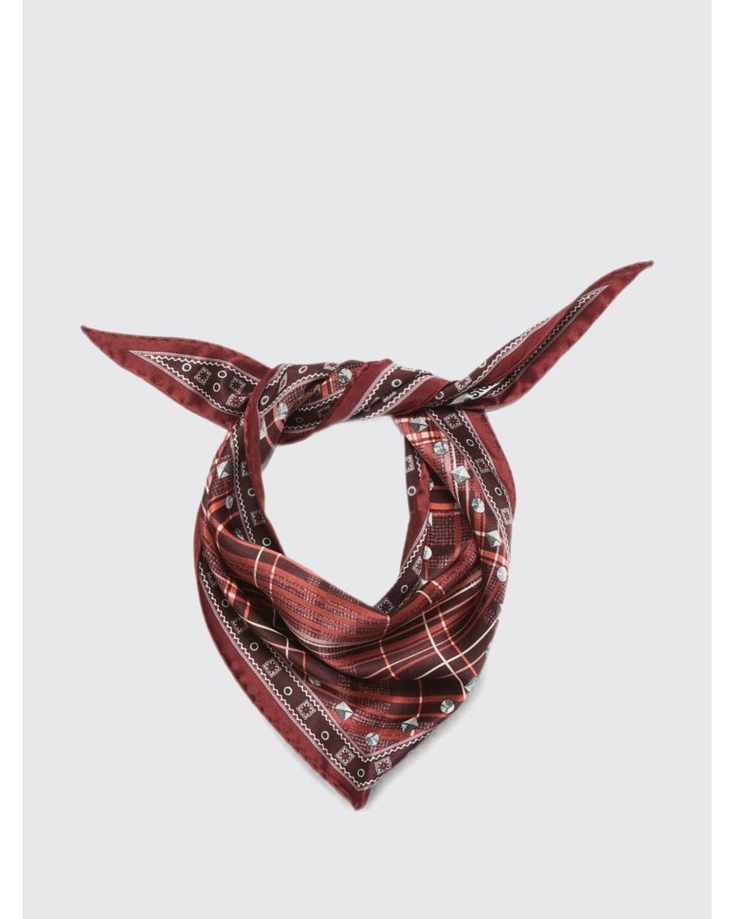 Acne Pink Dreieckiges Bandana Von Aus Bio-Seide Mit Check-Print
