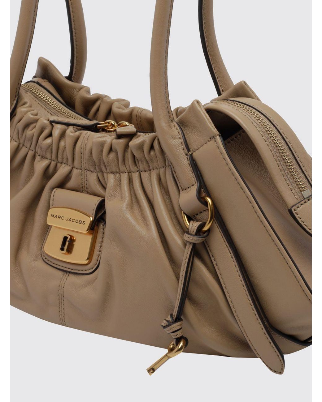 Marc Jacobs Natural The Cristina Leather Shoulder Bag With Double Handle And Padlock