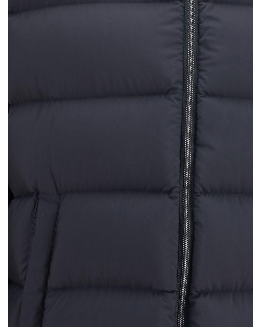 Herno Blue Long Water-Repellent Quilted Nylon Down Jacket With Hood for men