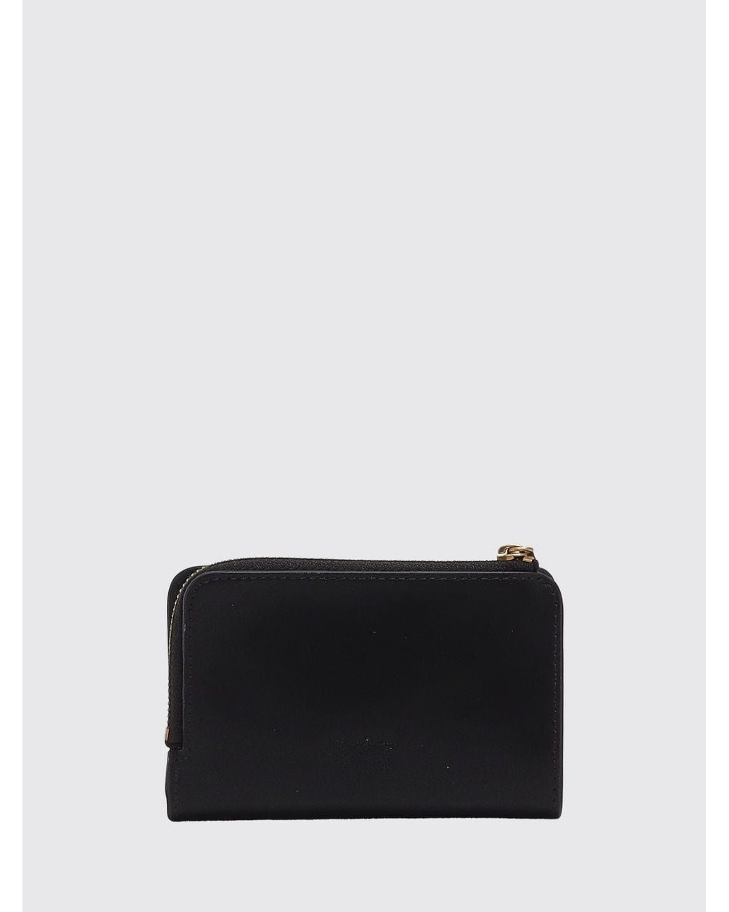 Pinko Black Smooth Calfskin Bifold Wallet With Love Birds Logo