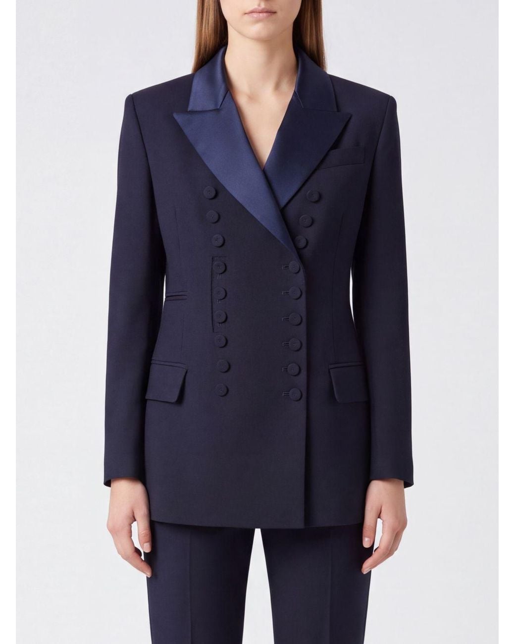 Vivetta Blue Double-Breasted Slim Fit Blazer