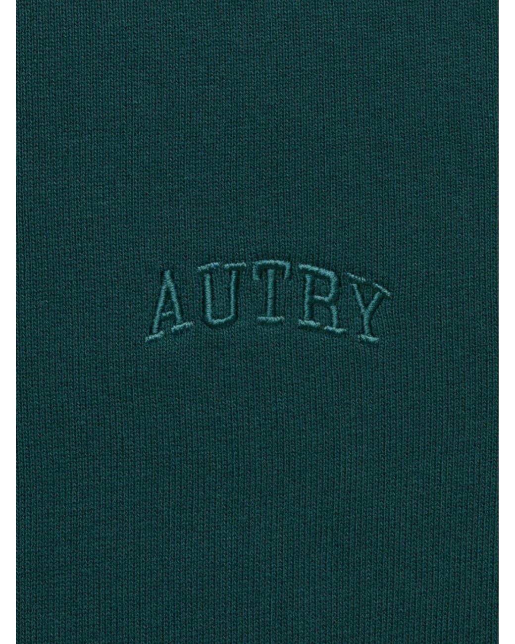 Autry Green Jersey Zip-Up Hoodie With Tonal Embroidered Logo for men