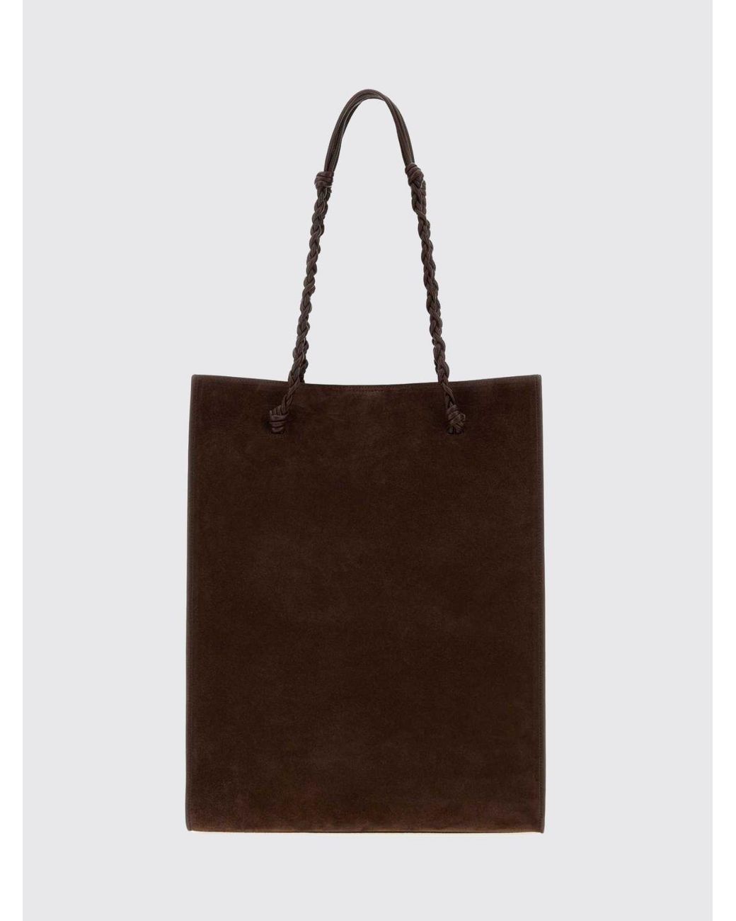 Jil Sander Brown Tangle Medium Suede Calfskin Tote Bag With A Braided Handle
