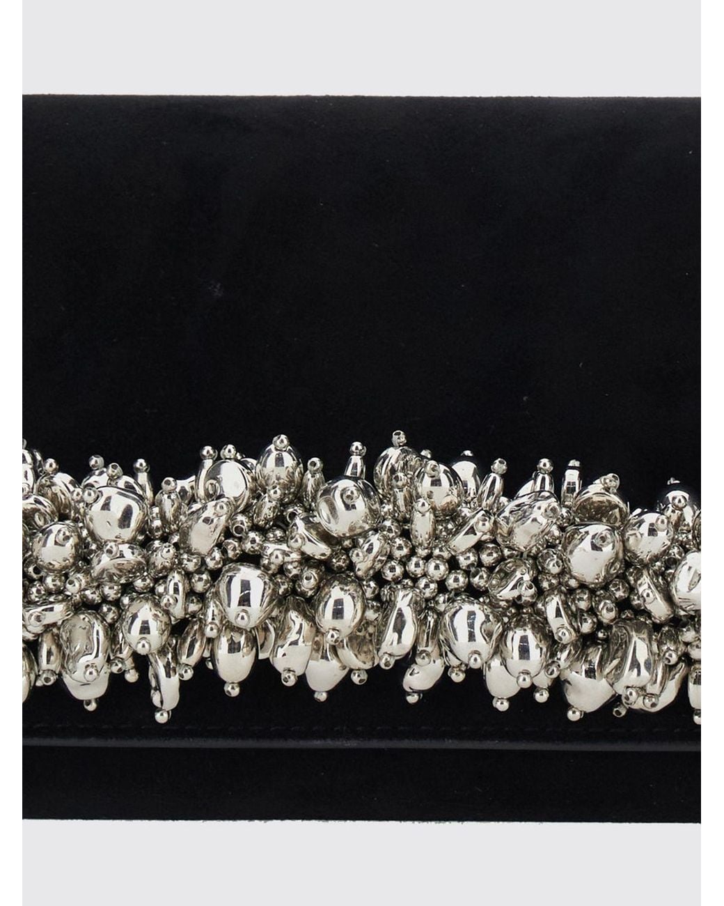 Jonathan Simkhai White Crystal-Embellished Suede Clutch With Chain Strap