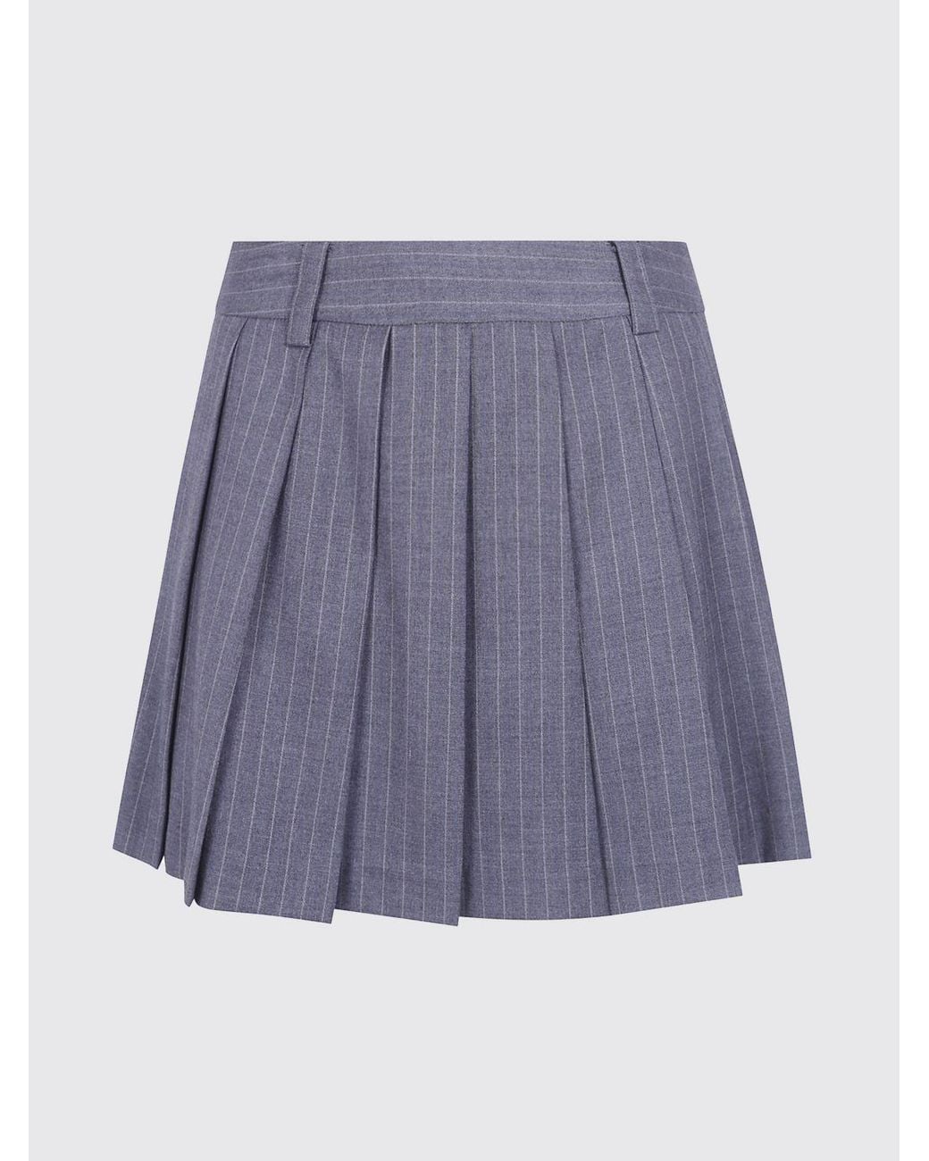 DUNST Blue Striped Pleated Crêpe Mini Skirt With Mid-Rise Waist
