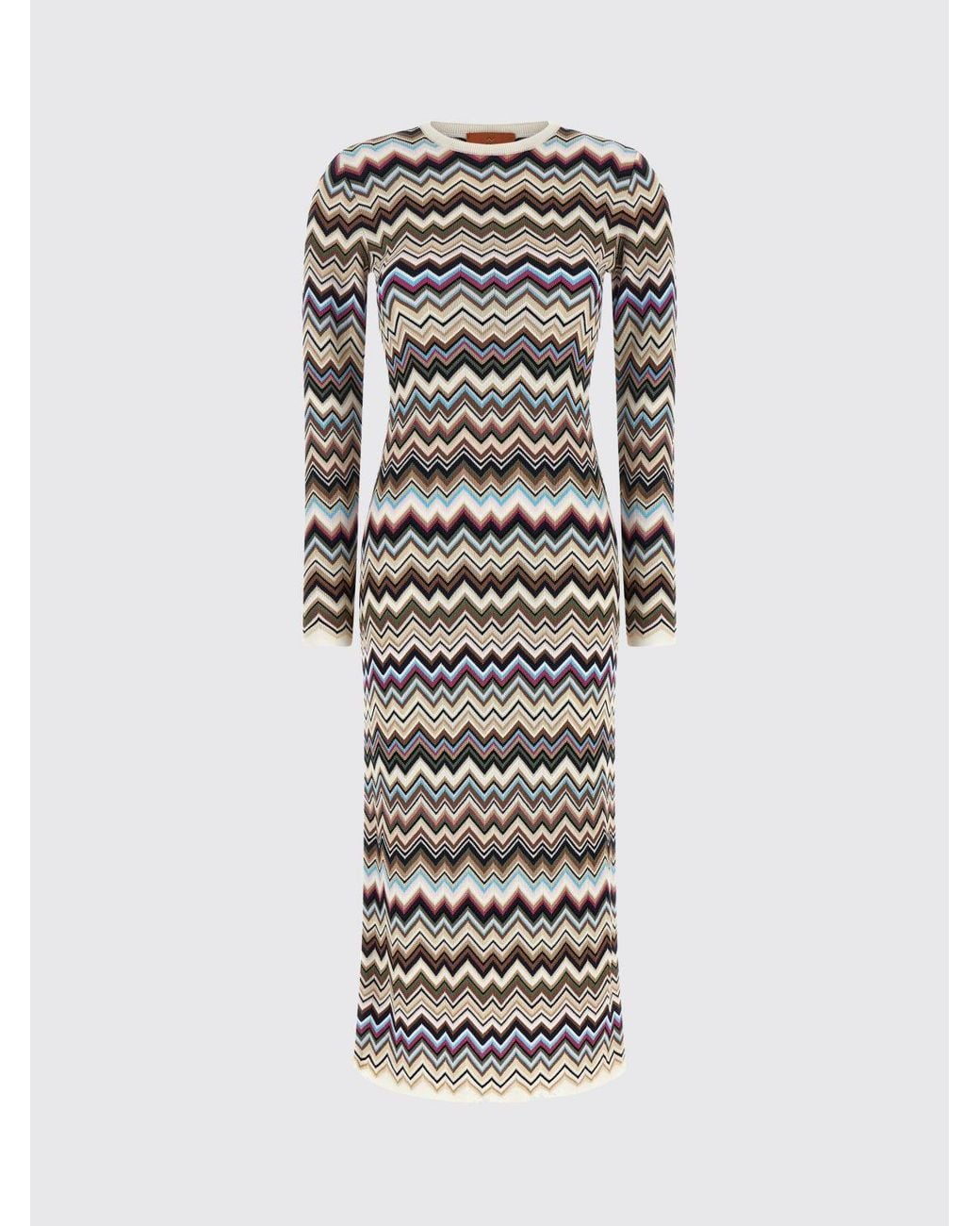 Missoni White Zigzag Pattern Knit Jersey Mini Dress