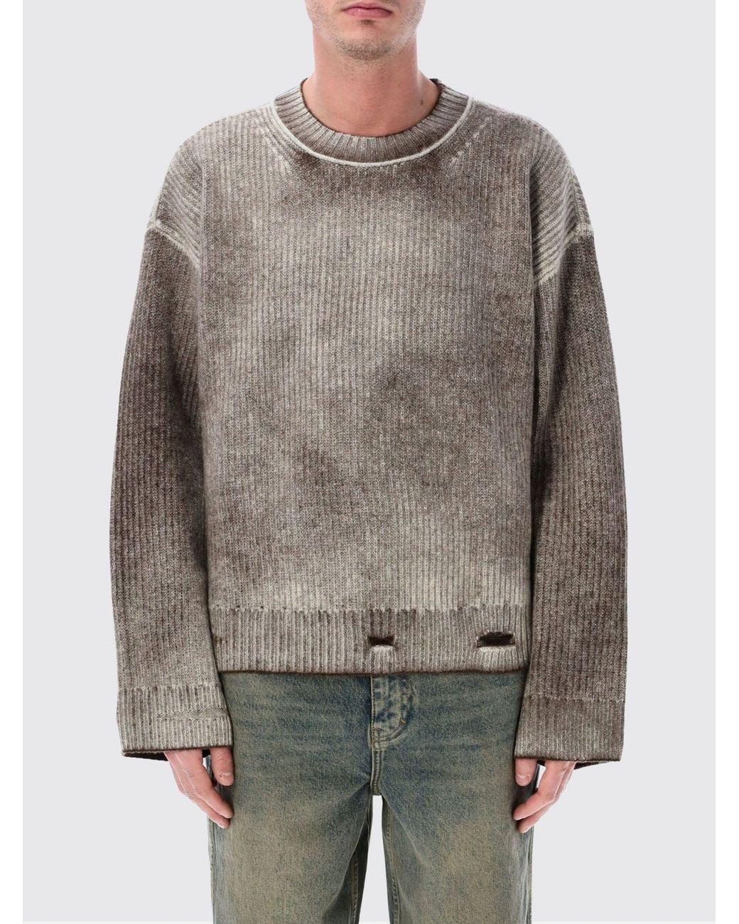 Represent Gray Wool Crew-Neck Pullover for men