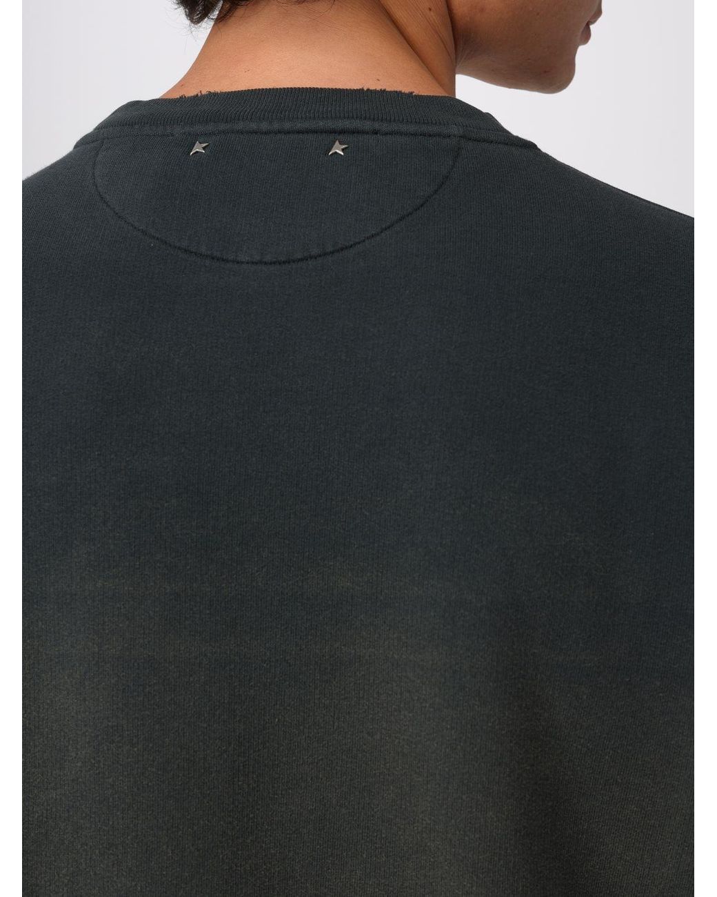 Golden Goose Deluxe Brand Gray Cotton Crewneck Sweatshirt With Gradient Effect for men