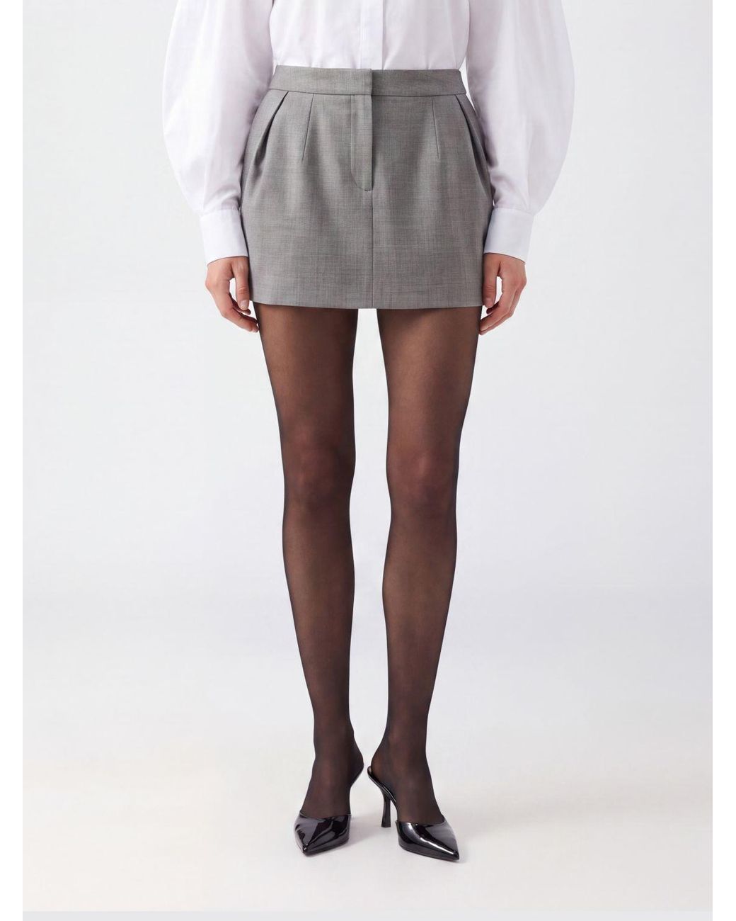 Magda Butrym Gray Stretch Wool Slim Fit Pencil Mini Skirt