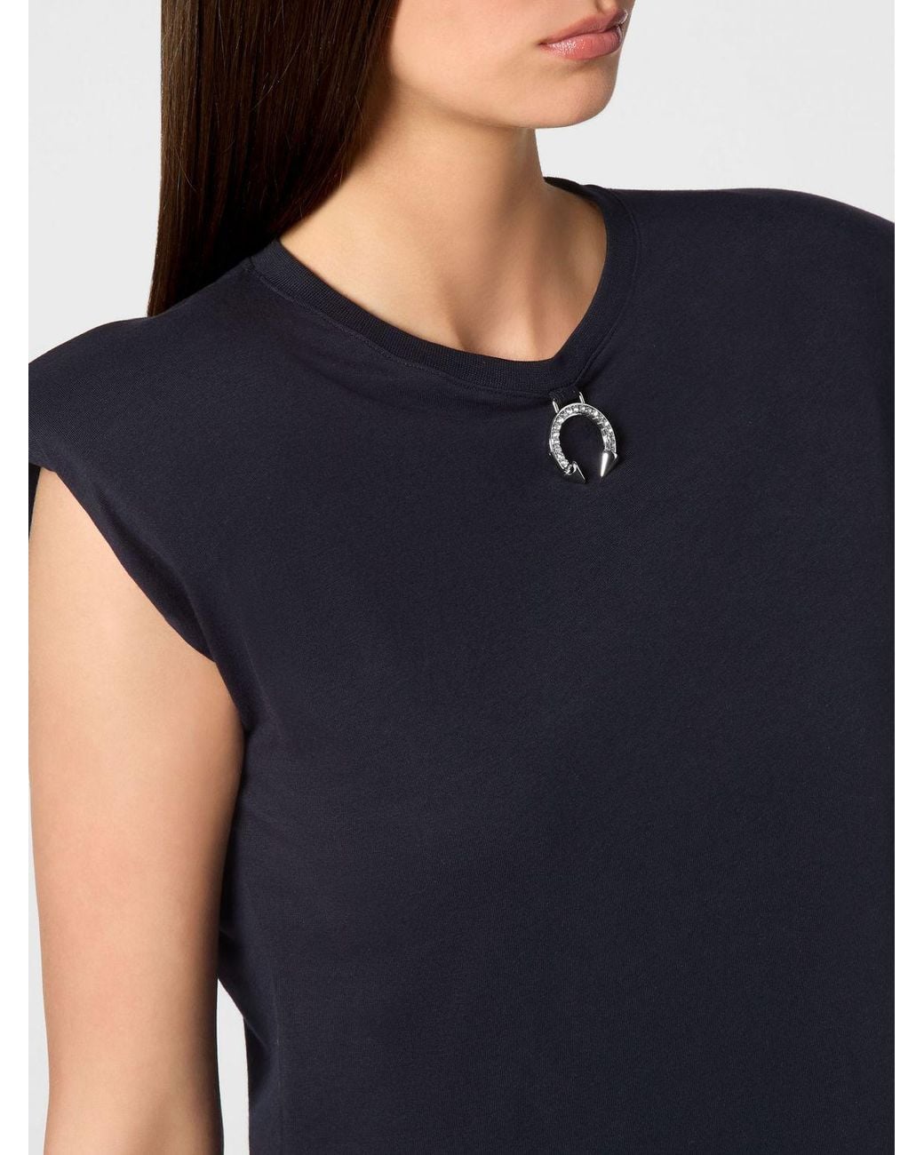Philipp Plein Blue Jersey Tank Top With Crew Neck And Padded Shoulders