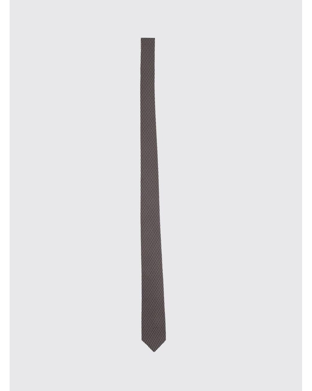 Lardini White Silk Tie With Geometric Diamond Pattern for men
