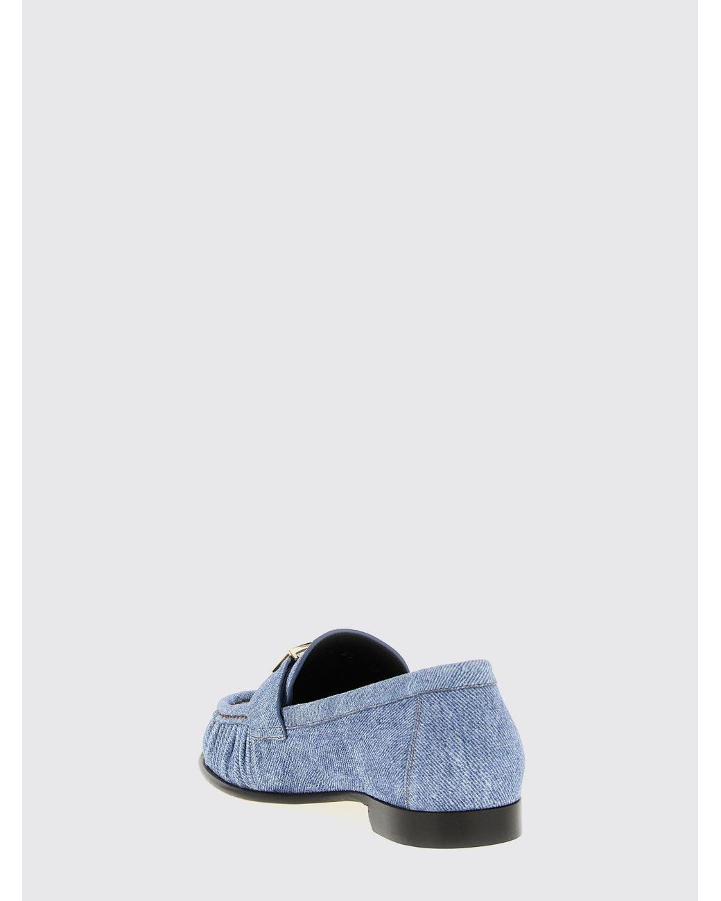 Fendi White Baguette Cotton Denim Loafers