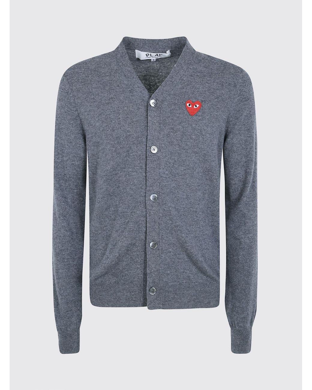COMME DES GARÇONS PLAY Blue Comme Des GarÇ Ons Play V-Neck Wool Cardigan With An Embroidered Logo for men