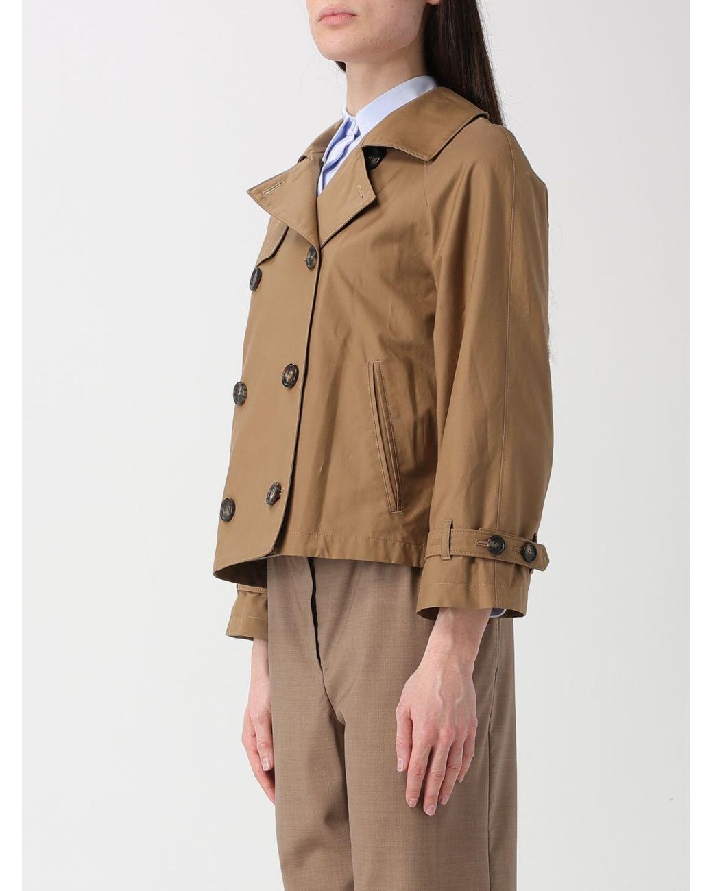 Gabardina Cruzada De Mezcla De Algodón Max Mara de color Natural