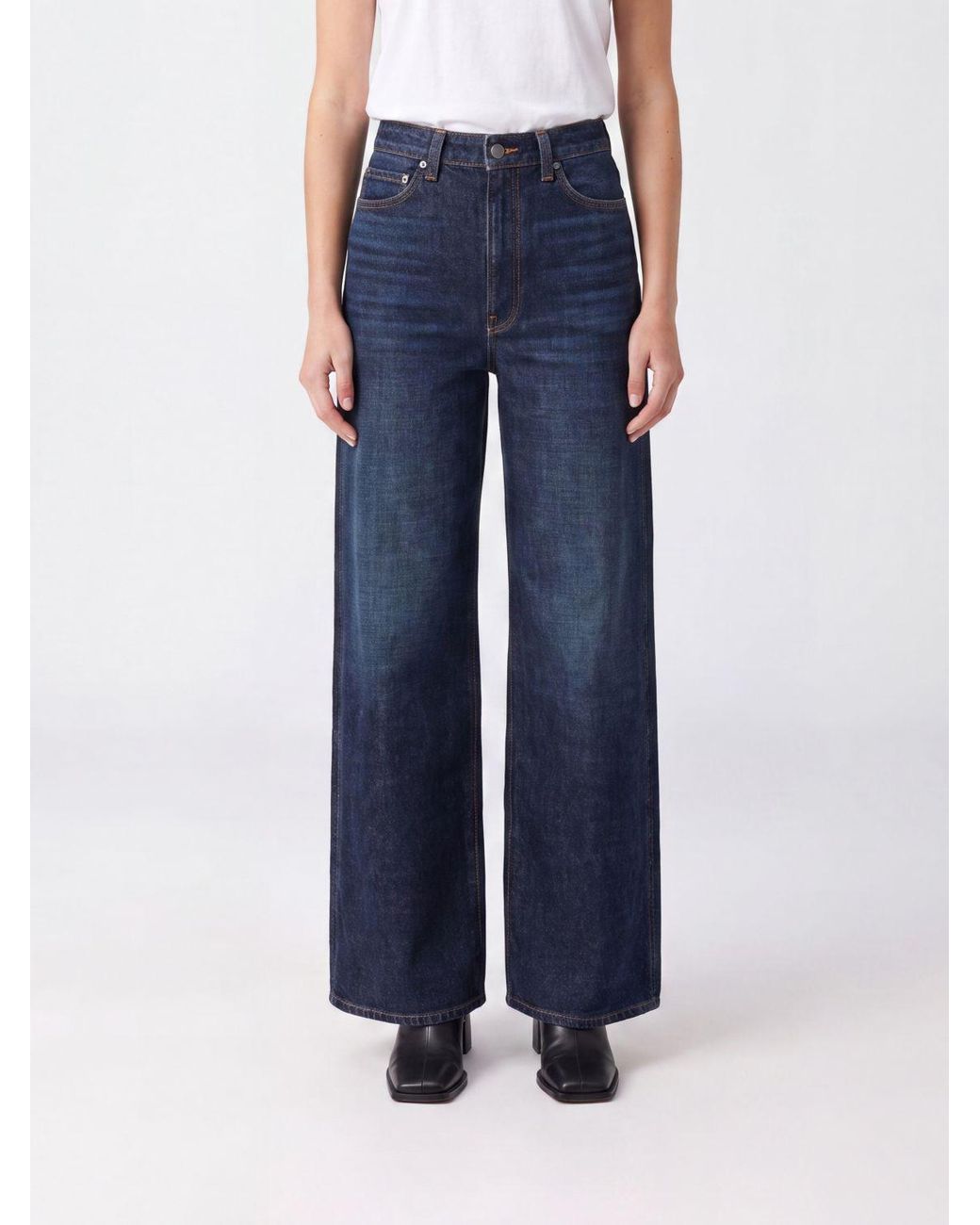 Khaite Blue Dane High-Waisted Wide-Leg Jeans