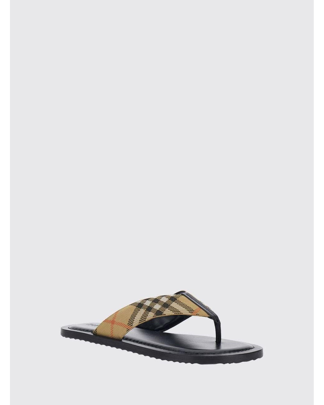 Burberry Natural Vintage Check Fabric Thong Sandals for men