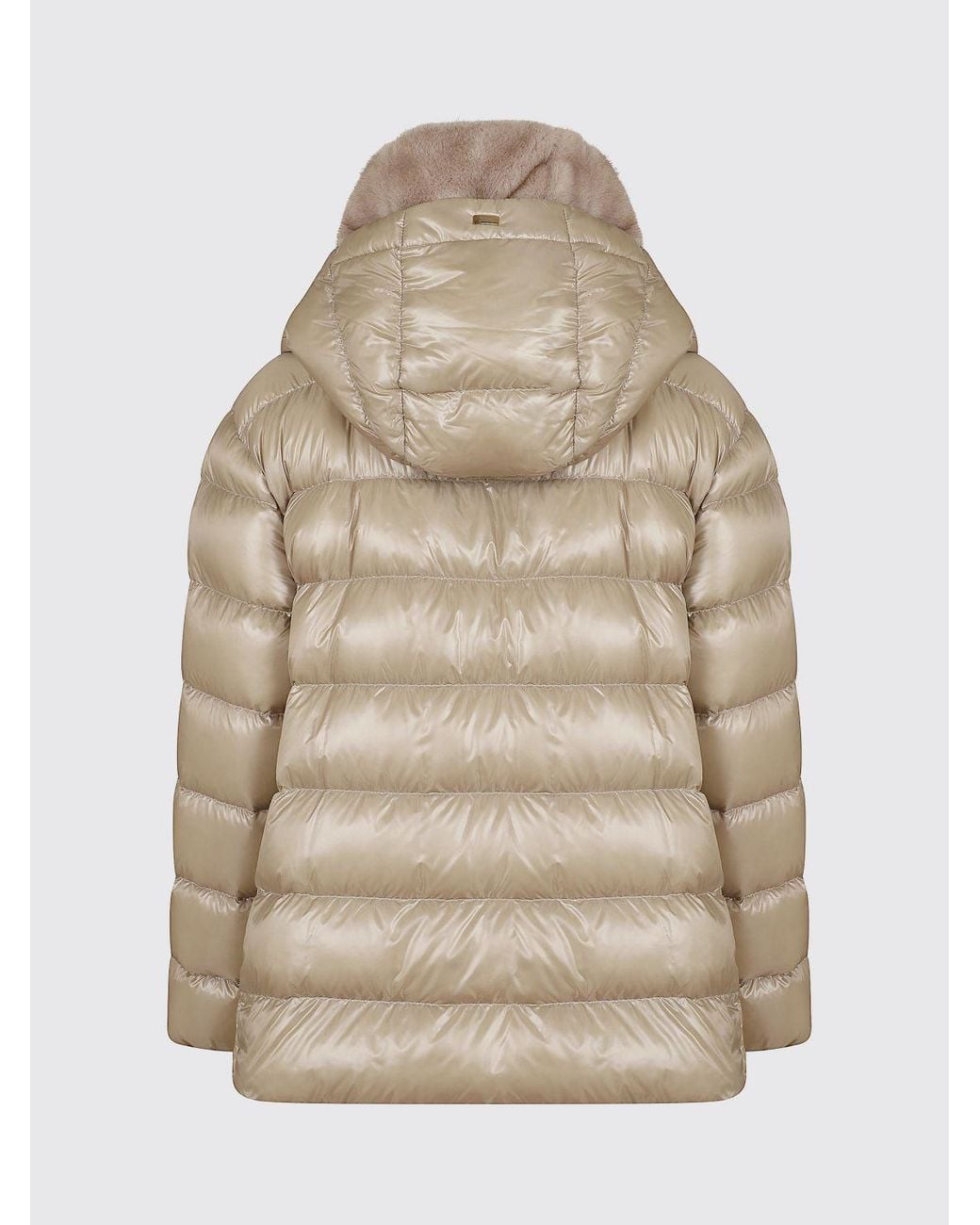 Herno Natural Water-Repellent Nylon Down Jacket With Shearling Hood