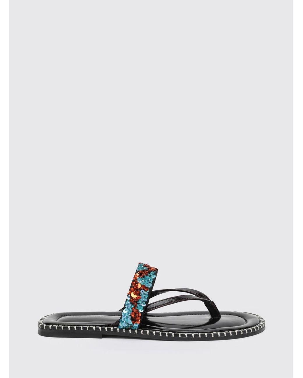 Dries Van Noten White Leather Sandal With Embroidered Sequins