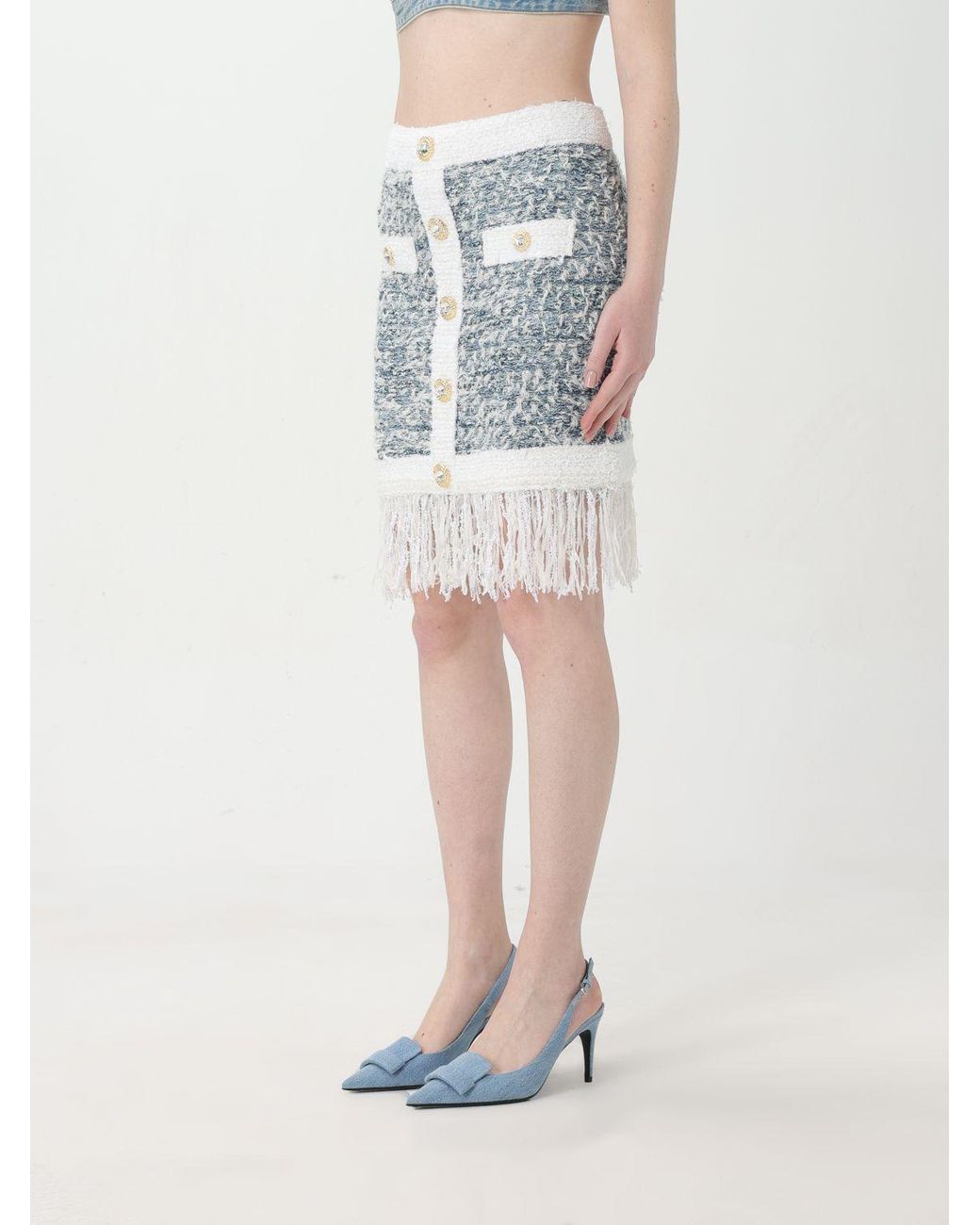 Balmain Blue Paris Mini Skirt