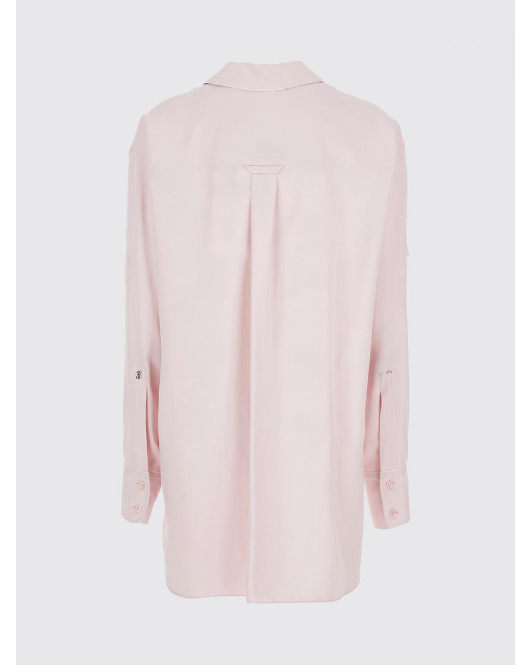 Sportmax White Relaxed Fit Satin Shirt With Cuban Collar