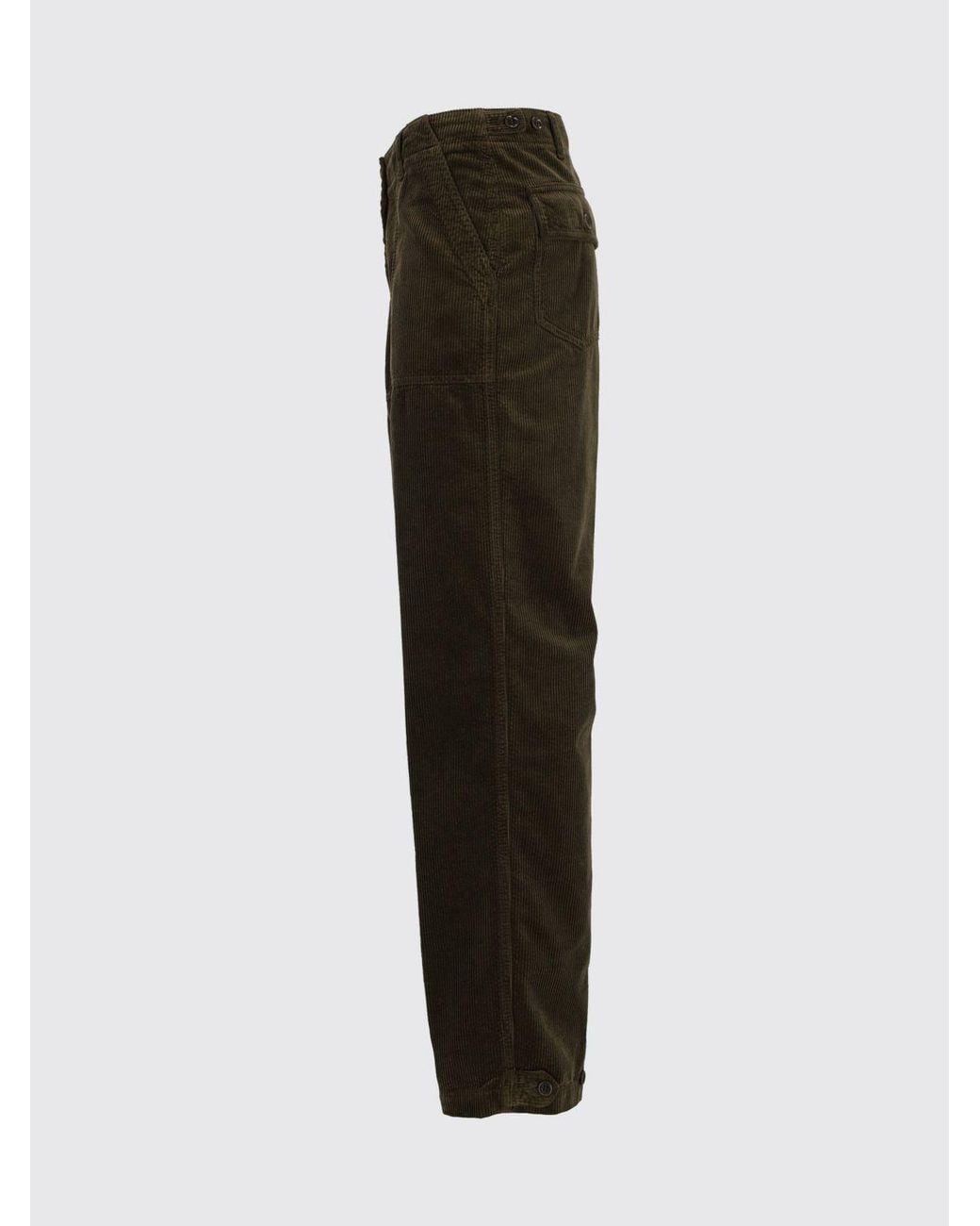 Aspesi Green Mid-Rise Skinny Corduroy Cotton Trousers