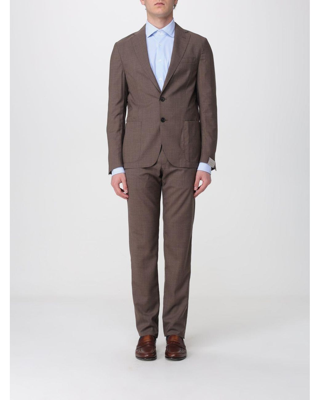 Corneliani Brown Wool Blend Single-Breasted Suit for men