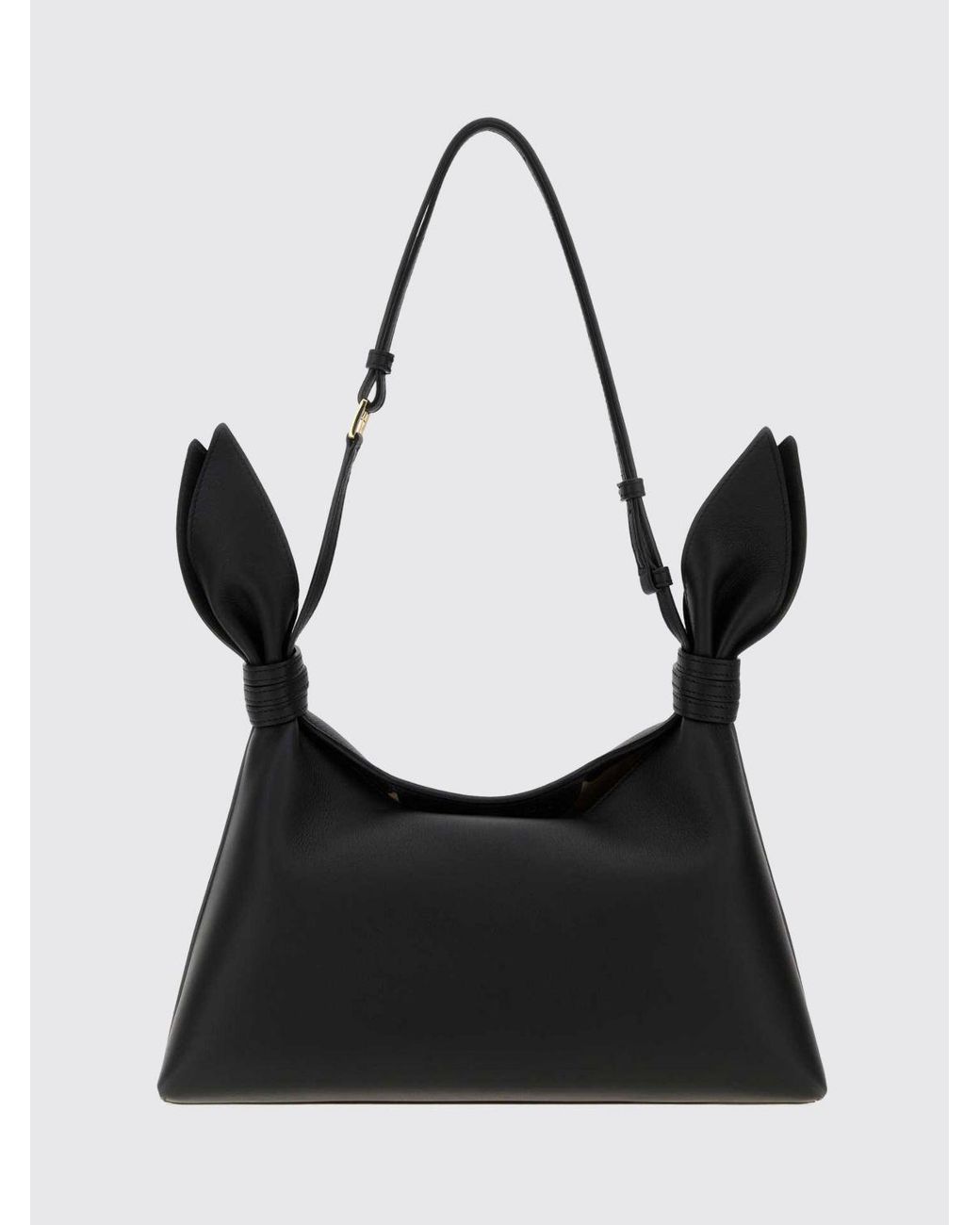 Loewe Black Calfskin Leather Shoulder Bag With Knot Detail And Adjustable Handle