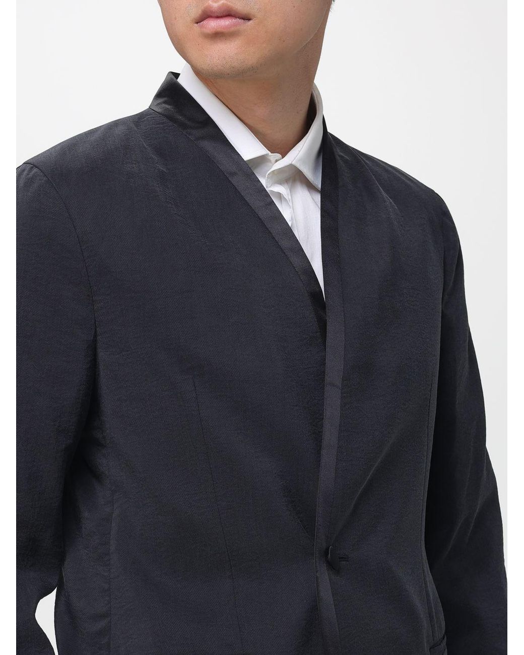 Giorgio Armani Blue Washed Silk Blend Blazer for men