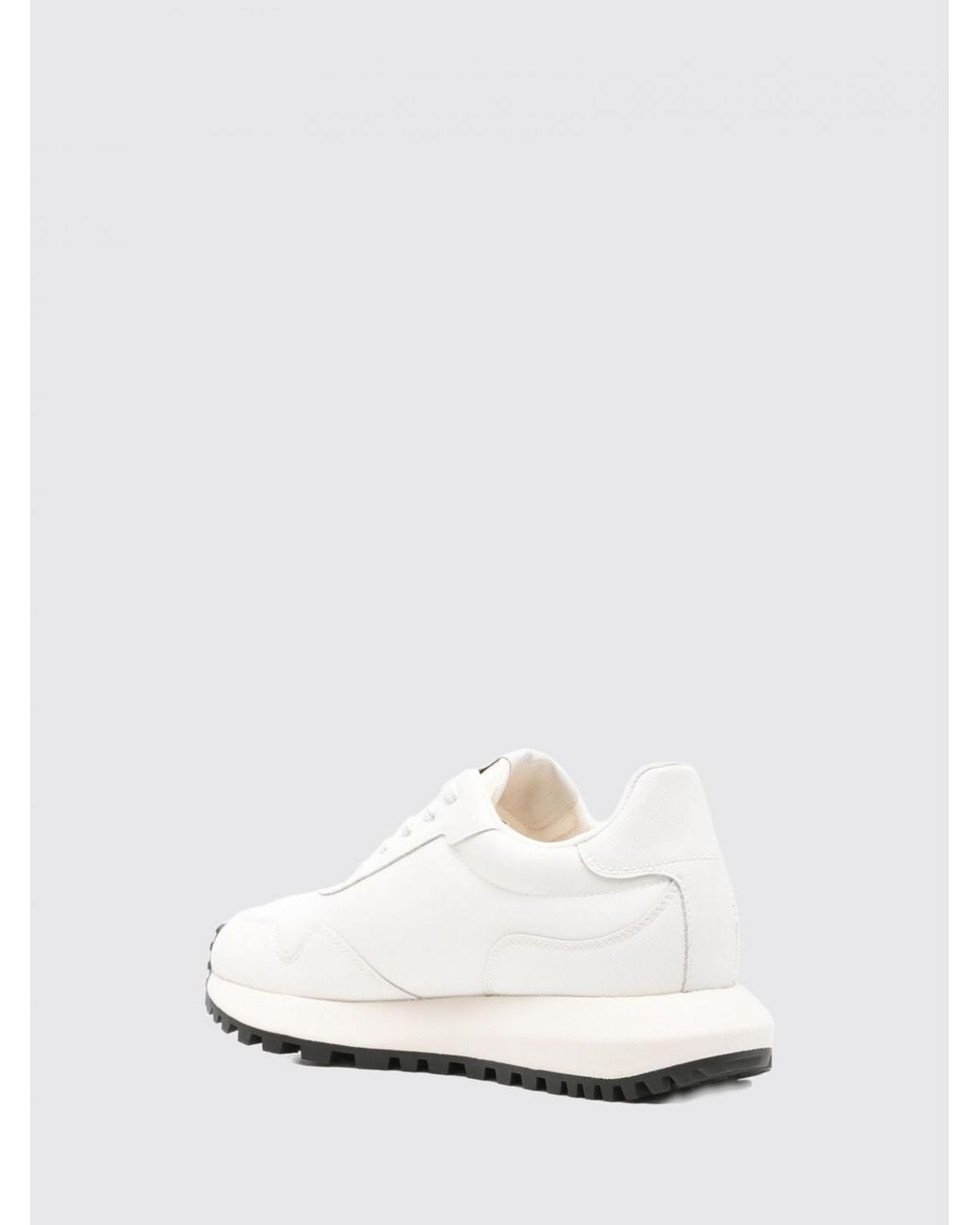 Emporio Armani White Low Top Nylon And Leather Sneakers With Monogram And Eagle Logo for men
