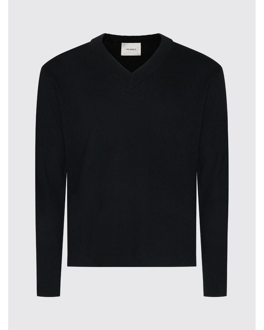 Lisa Yang Blue V-Neck Pure Cashmere Jumper With Ribbed Trims for men