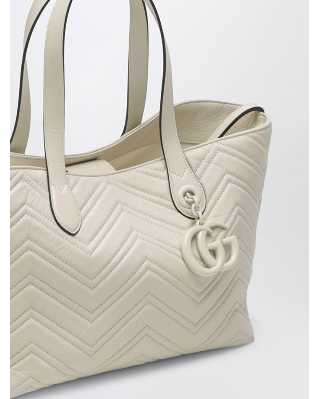 Gucci Natural Chevron Calfskin Shoulder Bag