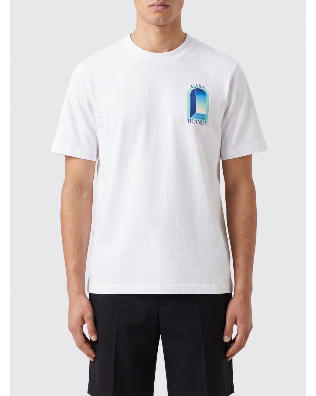 Casablanca White Organic Cotton Crew Neck T-Shirt With Logo Print for men